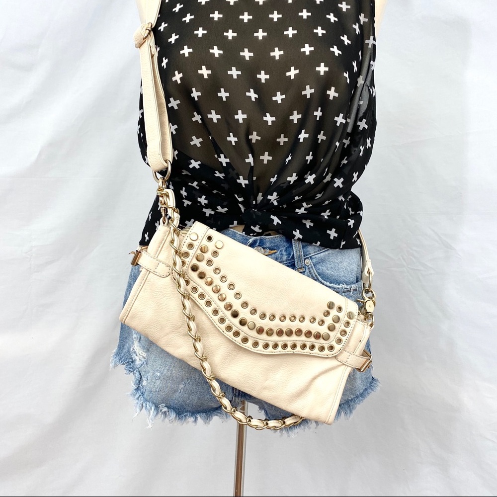 Beige / Cream Faux Leather Bag with Rose Gold Hard